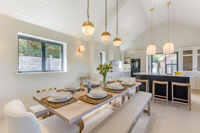 Open plan kitchen and dining area